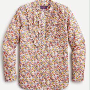 J.Crew Band-collar ruffle-front shirt in Liberty® Libby floral